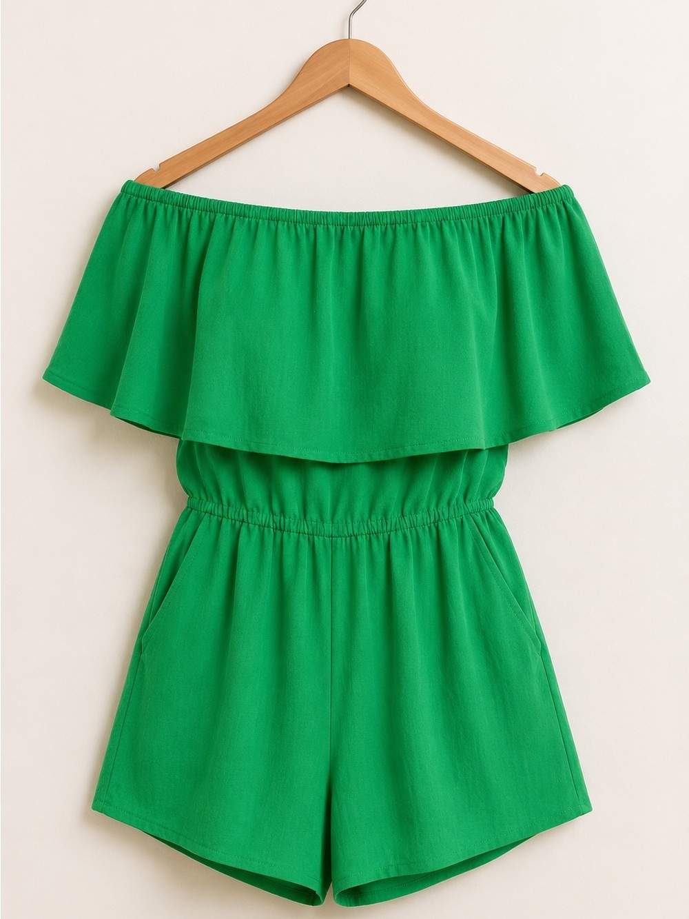 💙Emerald Breeze Off-Shoulder Romper